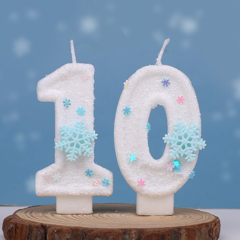 Meal Prep Frozen - Glitter Snowflake White Number Cake Candles