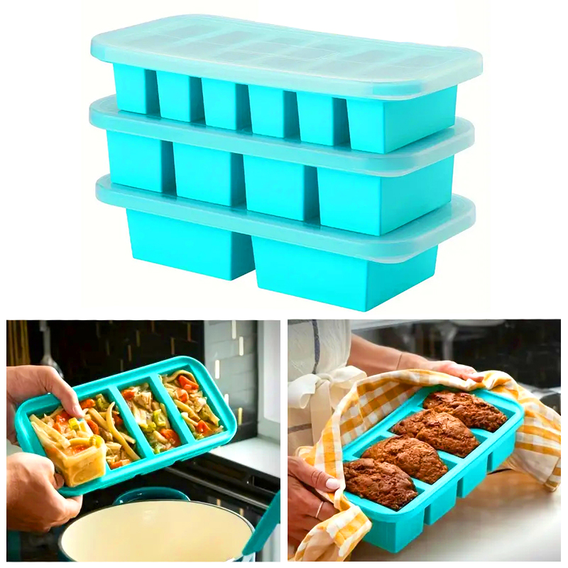 Meal Prep Frozen - 1PC 2/4/6Grid Silicone Freezer Mold with