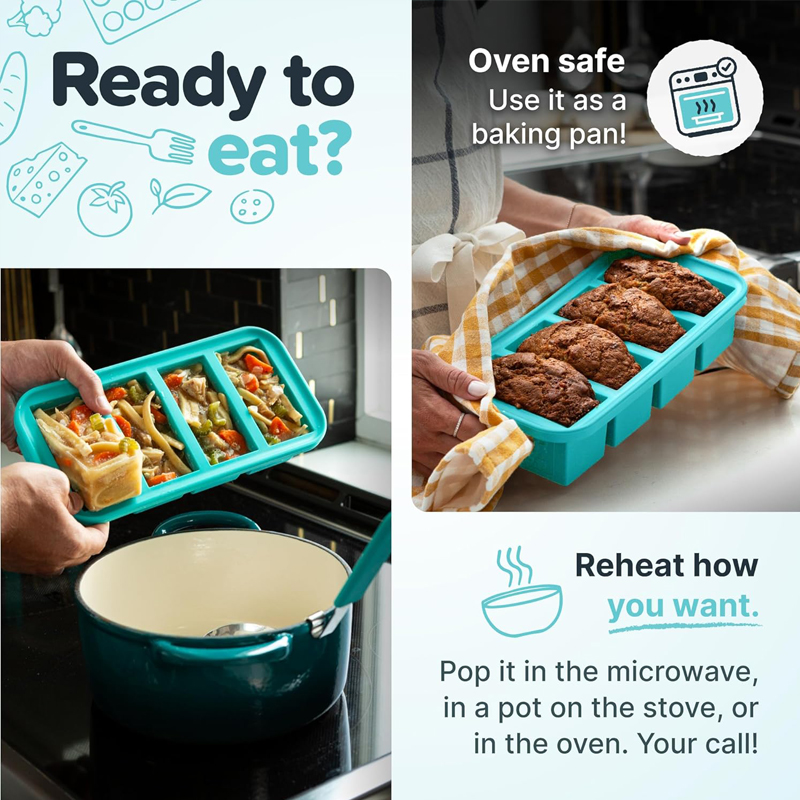 1PC 2/4/6Grid Silicone Freezer - огляд і ціна Meal Prep Frozen